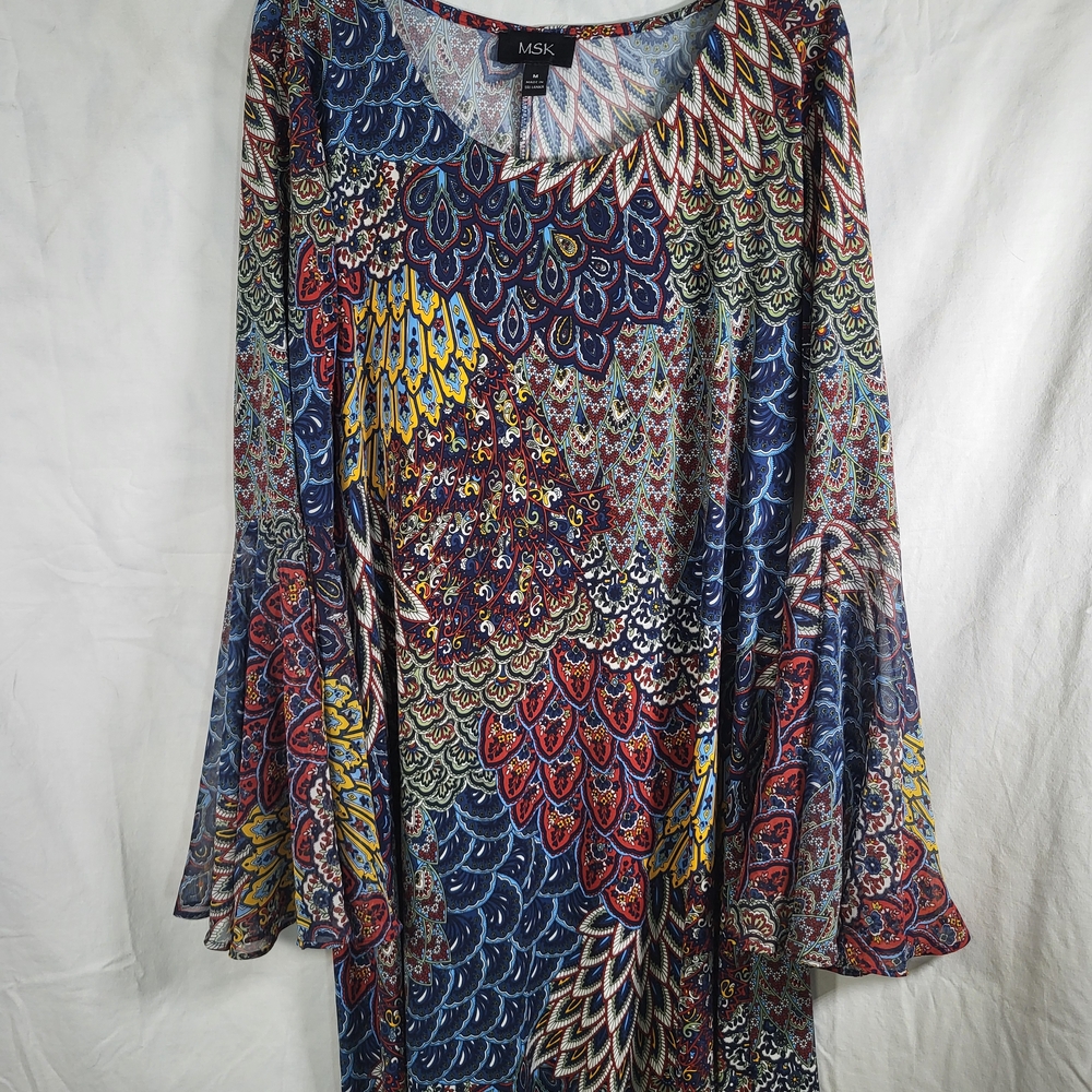 MSK Multicolor Boho Patterned Dress Nwt Womens Size Medium